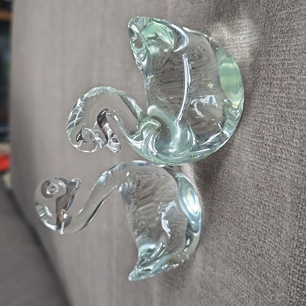 VINTAGE CRYSTAL GLASS SWANS Heavy Hand blown clear